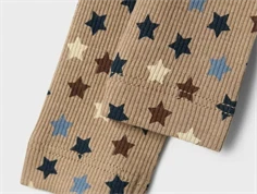 printet stjerne i brune og blå nuancer på lysebrune leggings fra Name It 3235995 weathered teak